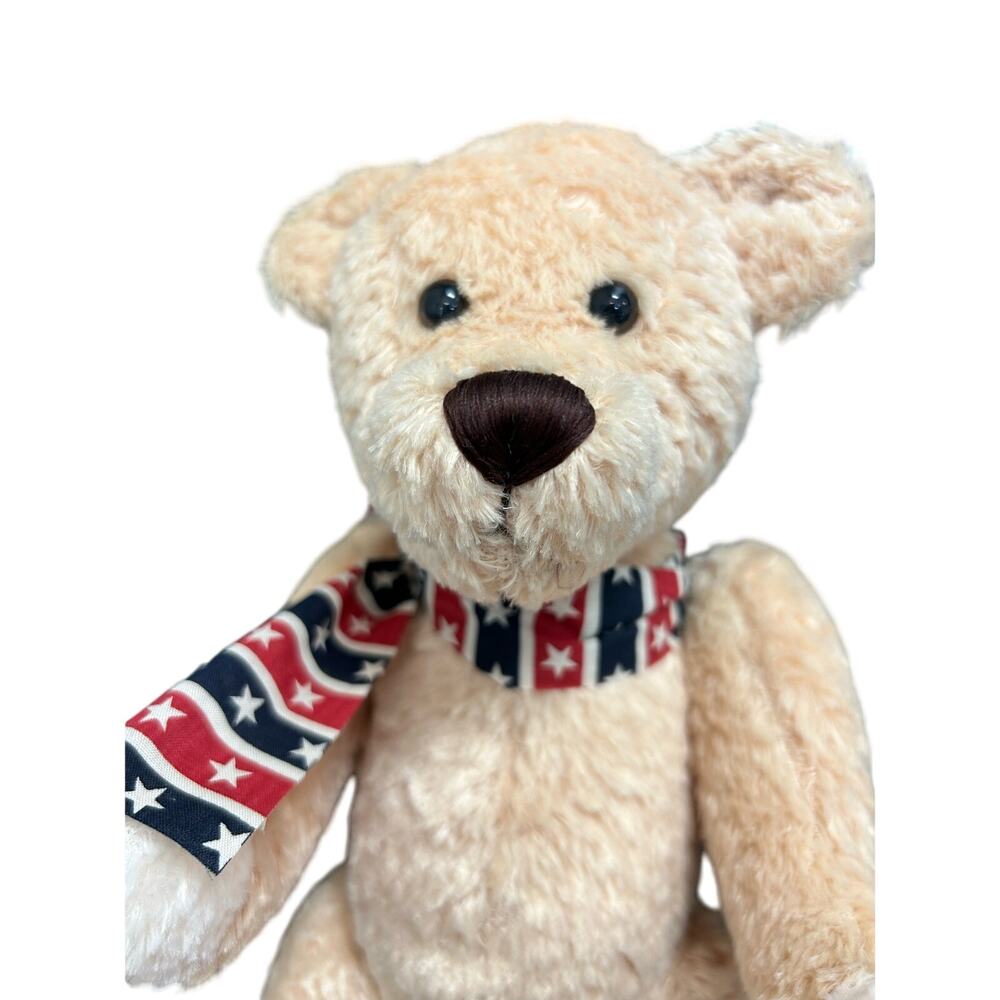 Vintage 12" Dan Dee Brown 100th Anniversary Teddy Bear Plush American Flag Scarf